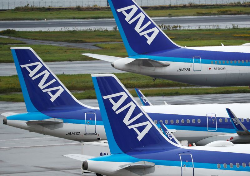 All Nippon Airways (ANA) aircrafts are seen amid the coronavirus