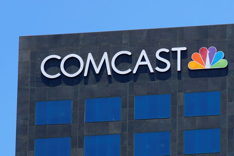 The Comcast NBC logo is shown on a building in