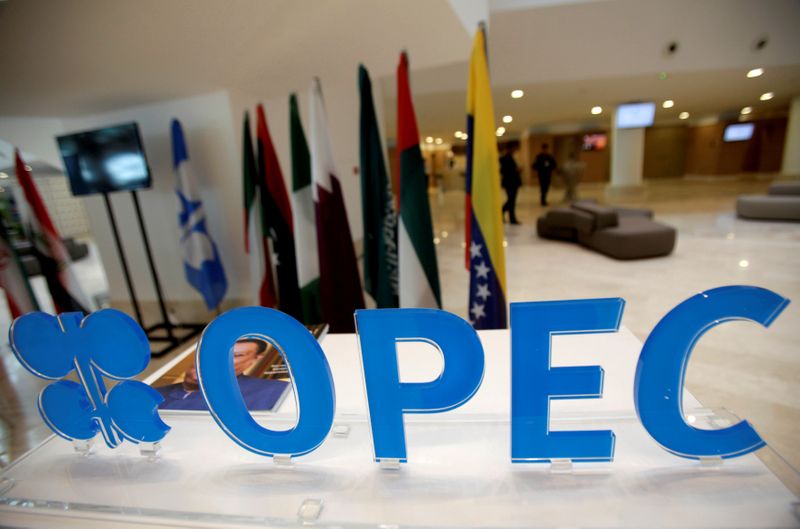 FILE PHOTO: OPEC logo is pictured ahead of an informal