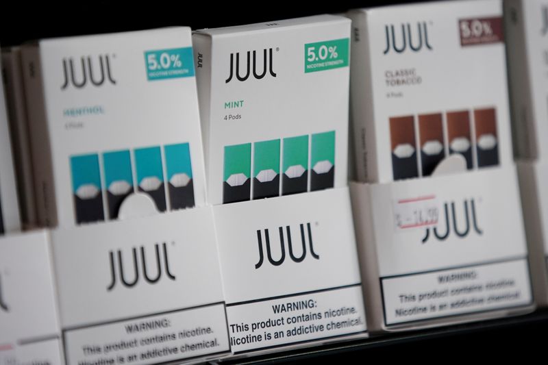 FILE PHOTO: Juul brand vape cartridges are pictured for sale