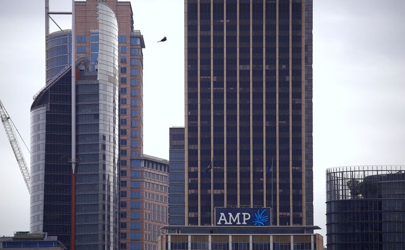 FILE PHOTO: The logo of Australia’s biggest wealth manager, AMP