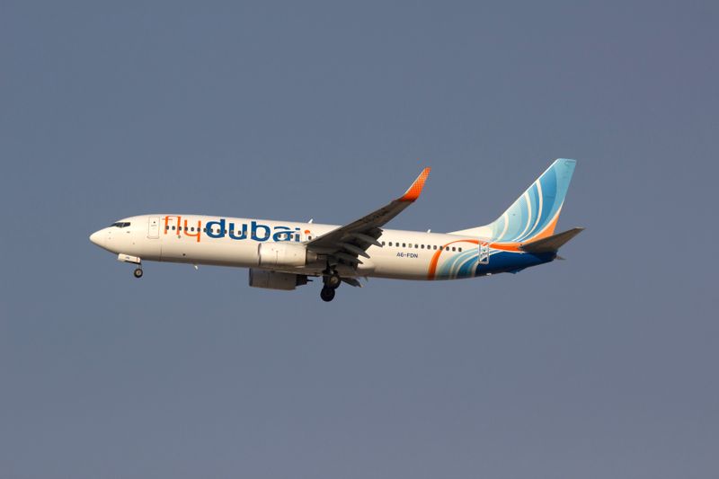 FILE PHOTO: A Flydubai airplane is pictured in the sky