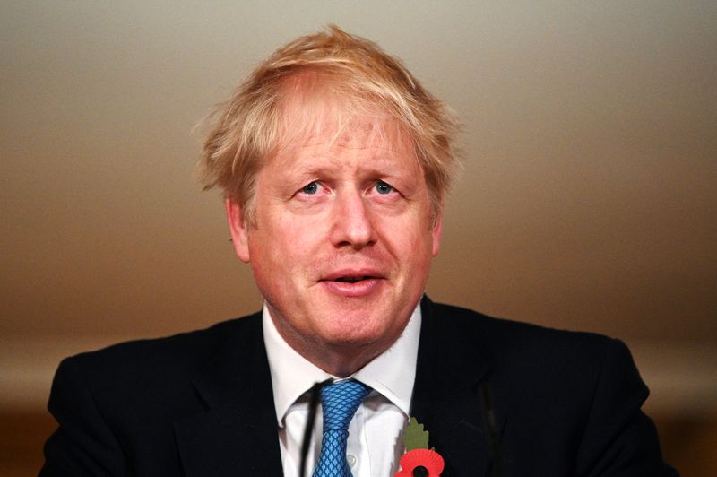 FILE PHOTO: Britain’s PM Johnson holds the first news conference