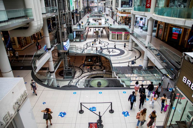 FILE PHOTO: Toronto’s Eaton Centre shopping mall in June during