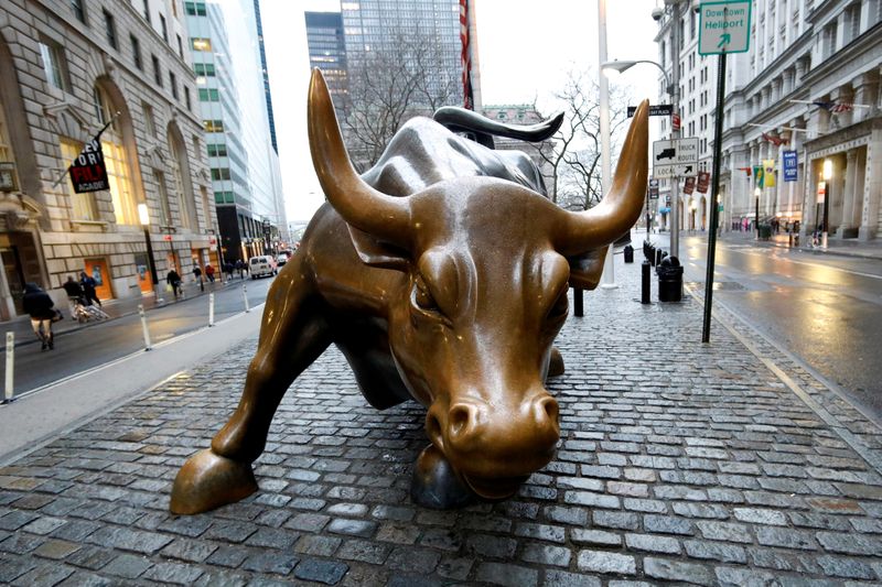 FILE PHOTO: The Wall Street bull is seen in the