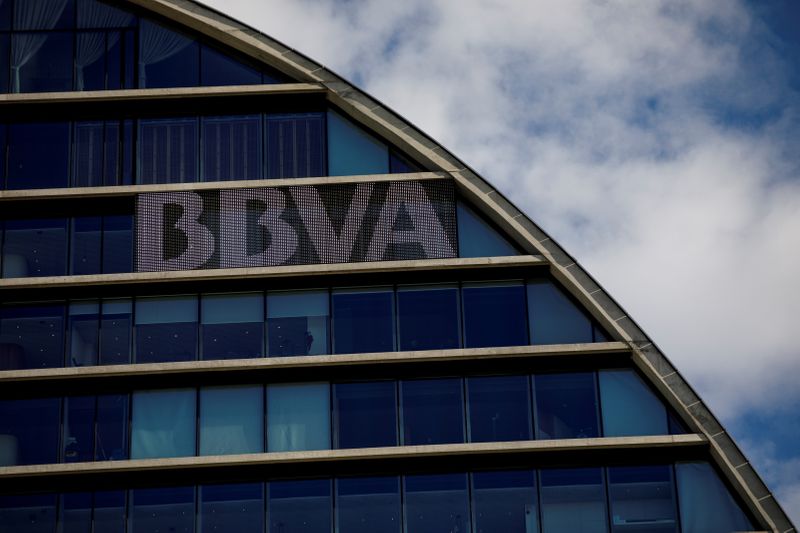 FILE PHOTO: The headquarters of the Spanish bank BBVA are