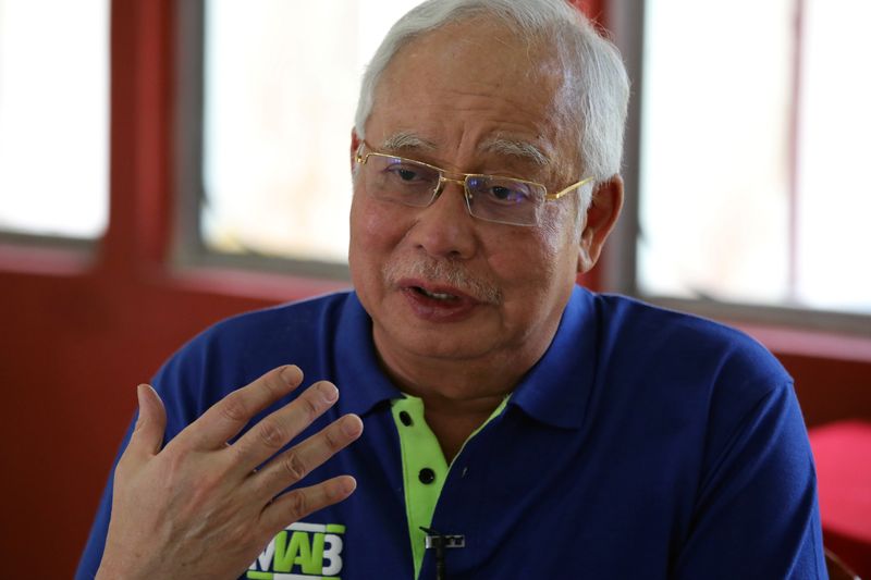Former Malaysian Prime Minister Najib Razak speaks during an interview