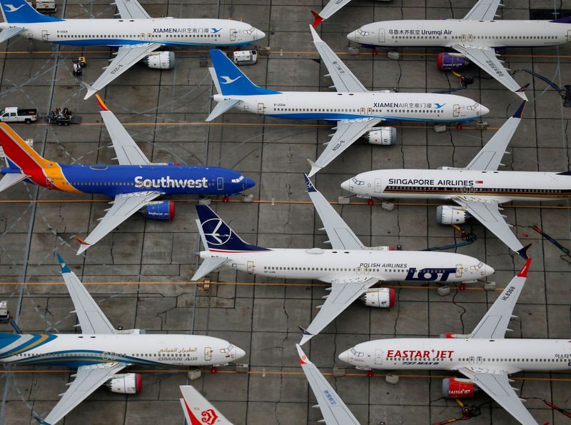 FILE PHOTO: Grounded Boeing 737 MAX aircraft are seen parked