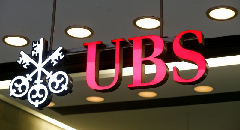 FILE PHOTO: The logo of Swiss bank UBS is seen