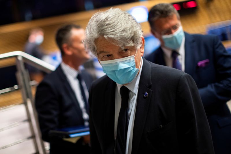 FILE PHOTO: European Union Internal Market Commissioner Thierry Breton leaves
