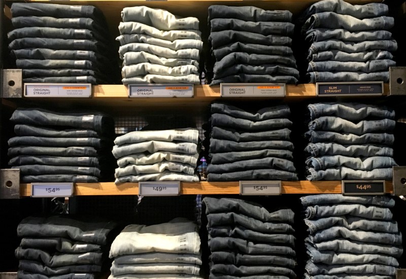 Jeans are seen for sale in an American Eagle Outfitters