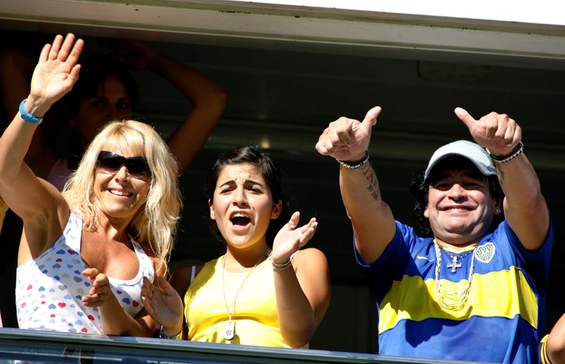 FILE PHOTO: Argentine soccer legend Maradona, his daughter Giannina and