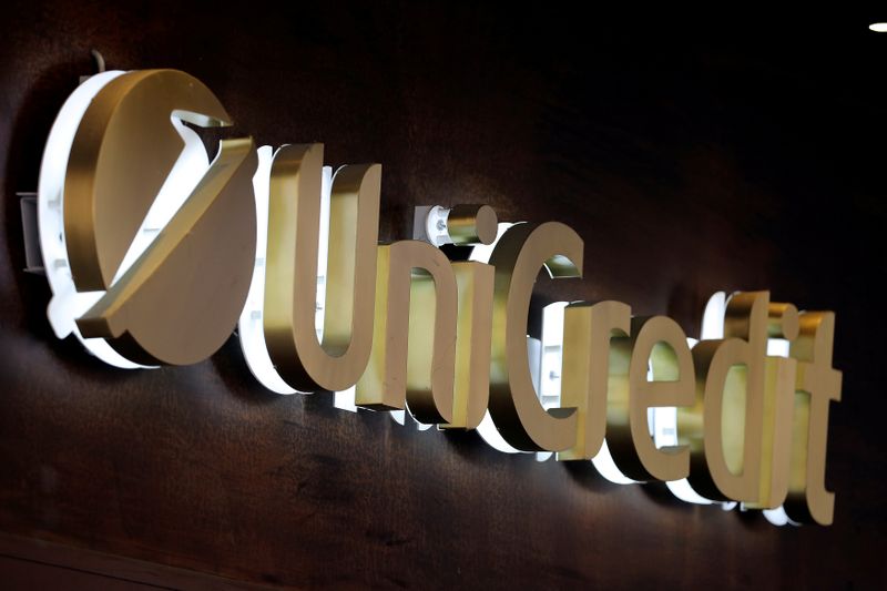 FILE PHOTO: Unicredit bank logo is seen in the old