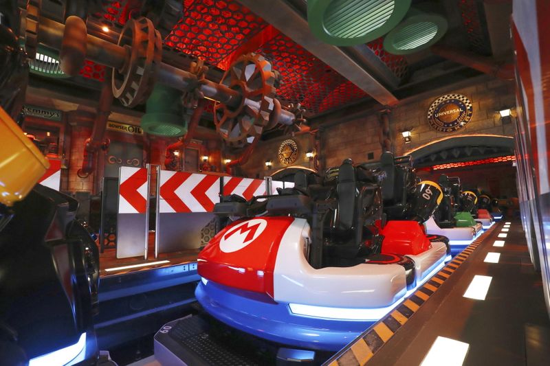General view shows Mario Kart Station at Super Nintendo World