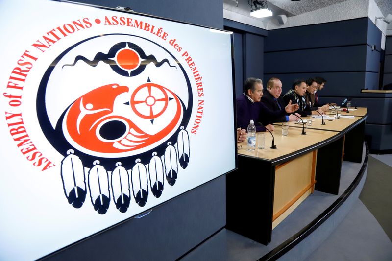 FILE PHOTO: First Nations leaders speak to the news media
