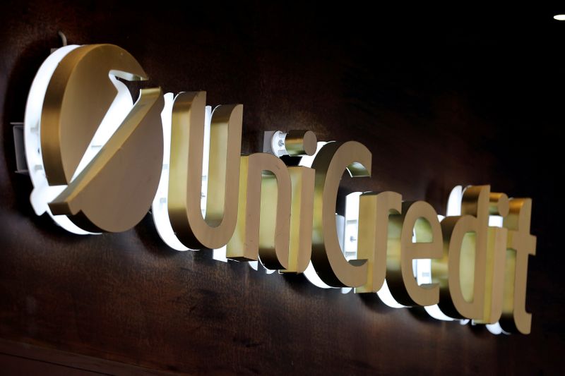 FILE PHOTO: Unicredit bank logo is seen in the old