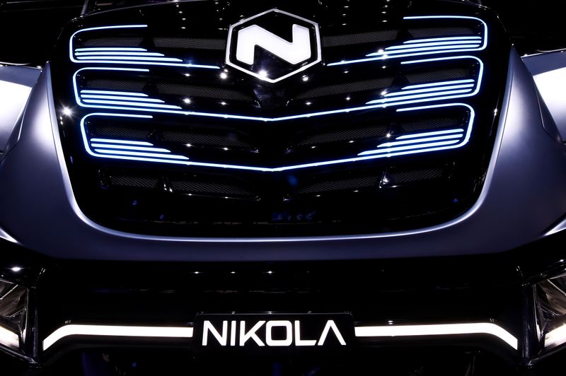 FILE PHOTO: U.S. Nikola’s logo is pictured at an event