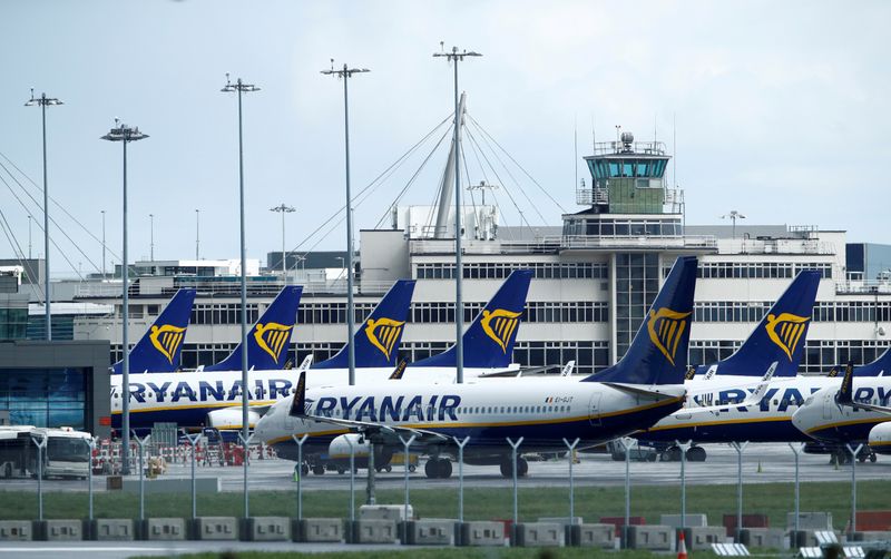 FILE PHOTO: Ryanair planes are seen at Dublin Airport, Ireland