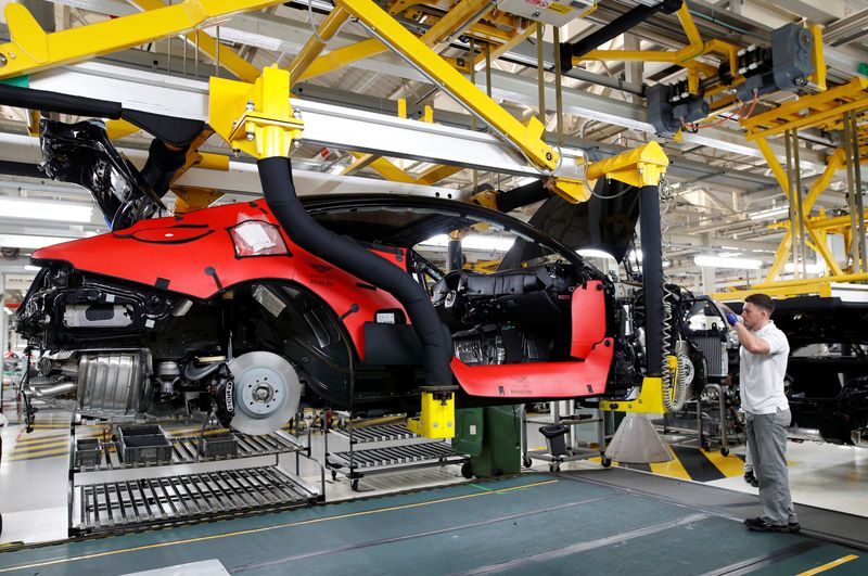 FILE PHOTO: A worker constructs a Bentley Continental GT on
