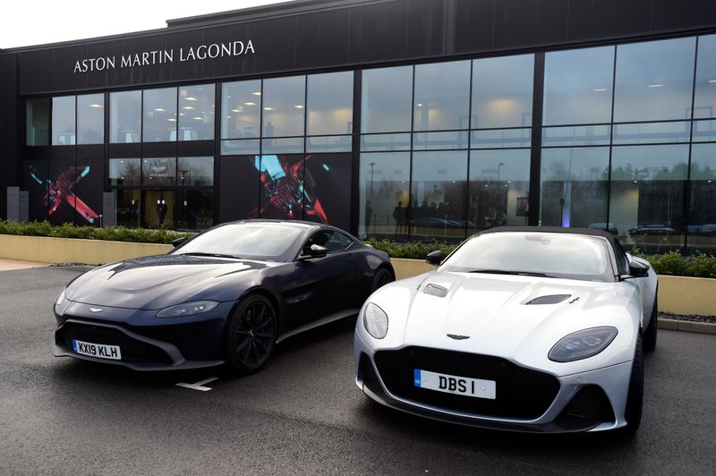 FILE PHOTO: Aston Martin Lagonda cars parked outside the new