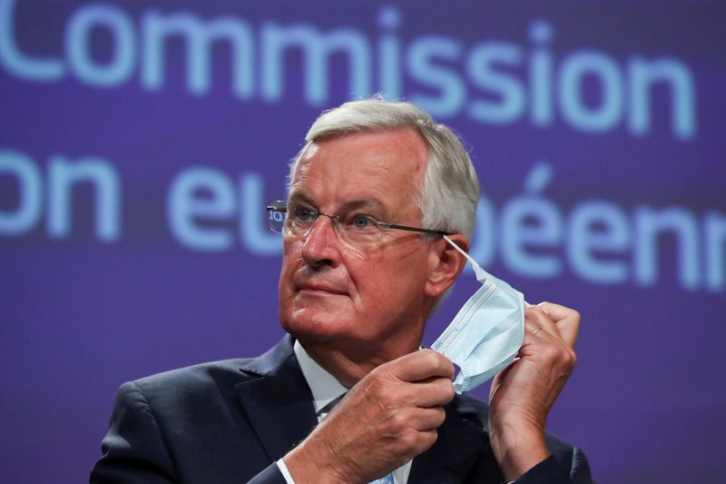 FILE PHOTO: EU’s Brexit negotiator Michel Barnier holds a news