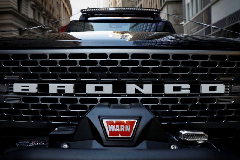 A Ford Motor Co. Bronco is seen outside the NYSE