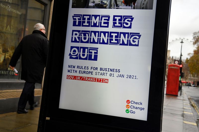FILE PHOTO:  Electronic billboard displays a British government information