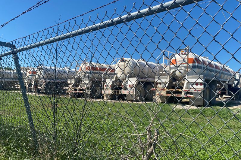 FILE PHOTO: Oilfield equipment is parked at a Basic Energy