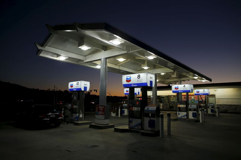 FILE PHOTO: A Chevron gas station is seen in Cardiff,
