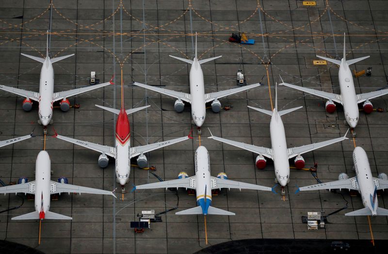 FILE PHOTO: Grounded Boeing 737 MAX aircraft are seen parked