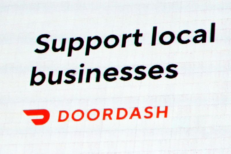 A DoorDash billboard is pictured in Times Square on the