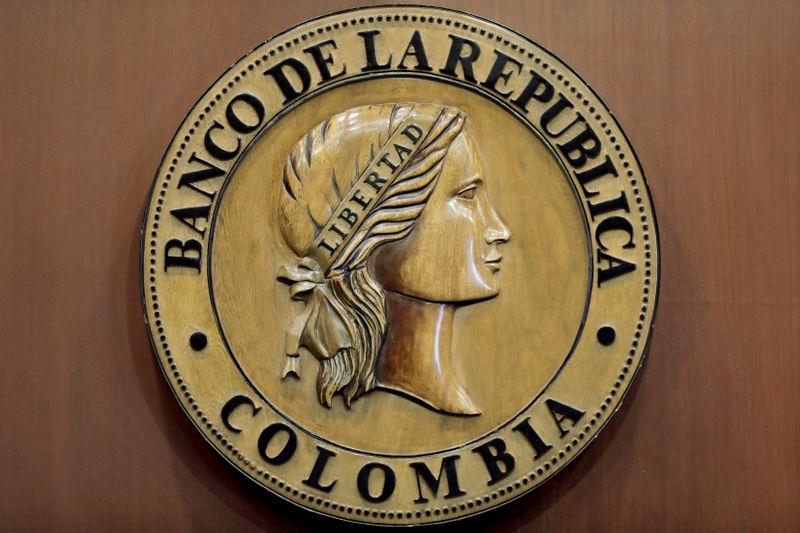The National Colombia Bank Logo is seen during the presentation