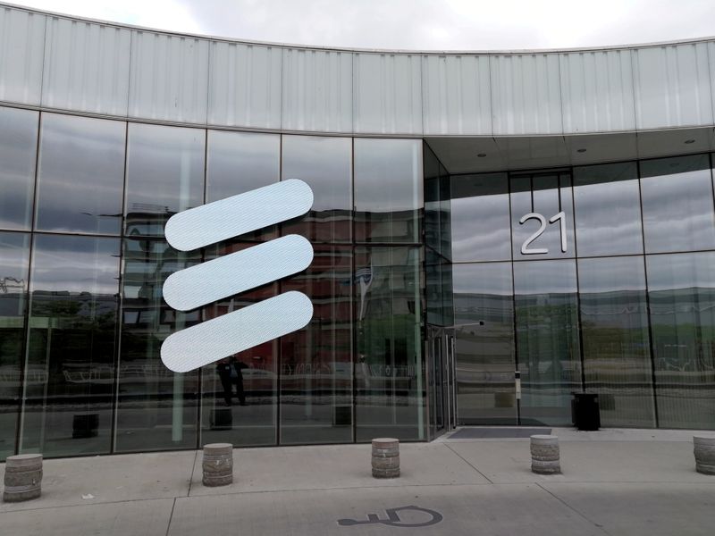 FILE PHOTO: The Ericsson logo is seen at the Ericsson’s