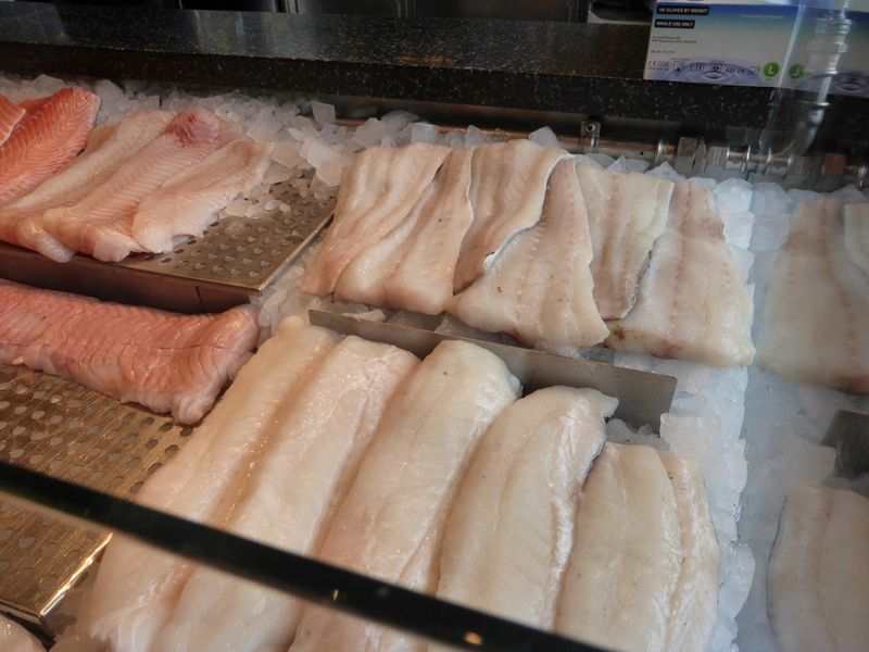FILE PHOTO: The cod fillets are displayed in Oslo