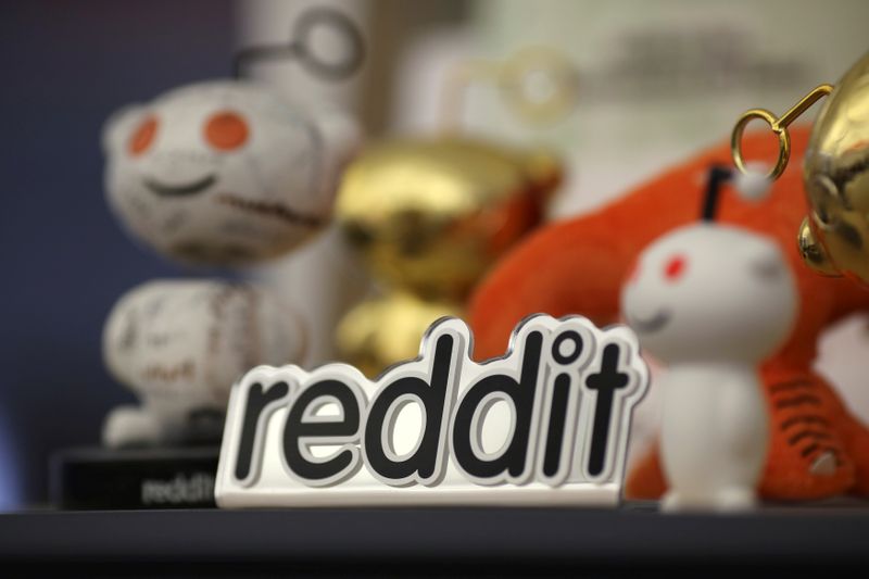 FILE PHOTO: Reddit mascots are displayed at the company’s headquarters
