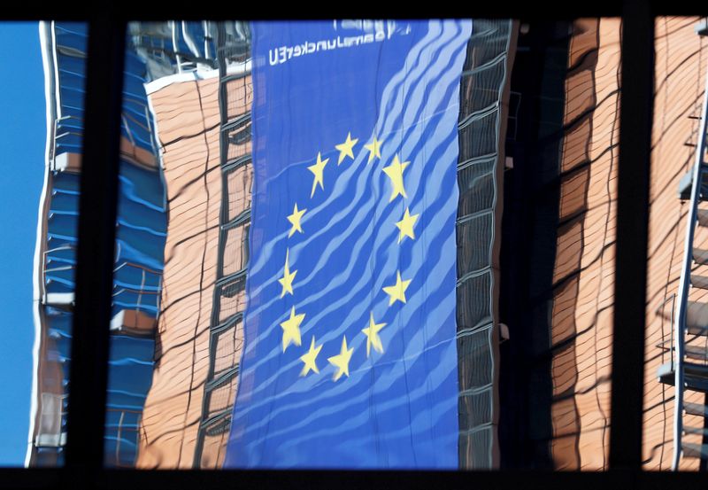 FILE PHOTO: The facade of the EU Commission headquarters is