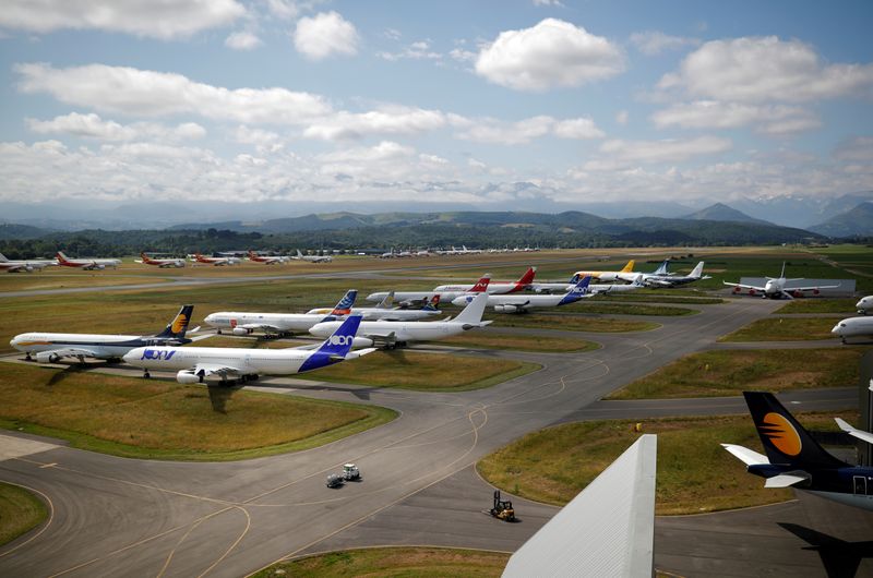 FILE PHOTO: Grounded aircraft pictured in Tarbes, France