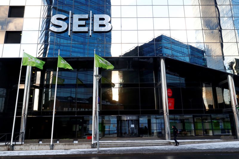 FILE  PHOTO: SEB bank sign is seen on the