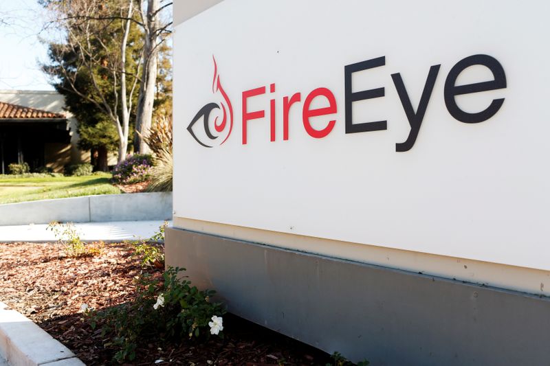 FILE PHOTO: FireEye logo is seen outside the company’s offices