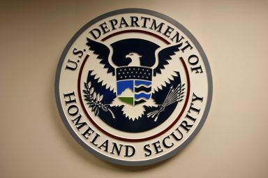FILE PHOTO: U.S. Department of Homeland Security emblem is pictured