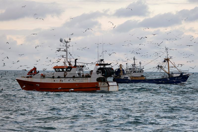 FILE PHOTO: On board the French fishing vessel Nicolas Jeremy