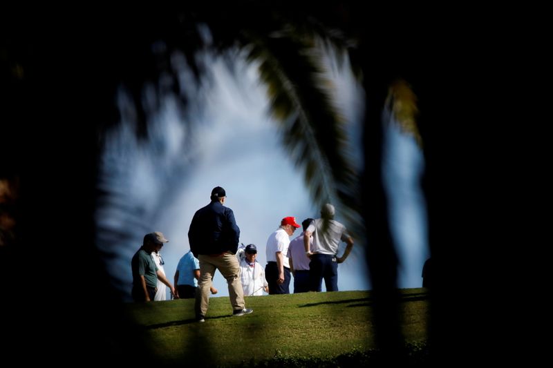 U.S. President Donald Trump plays golf at the Trump International