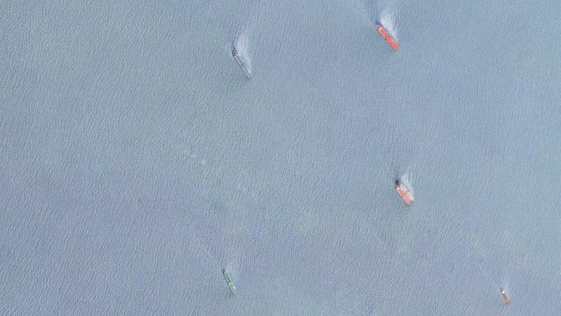 Handout satellite image of tanker ready to transfer crude oil