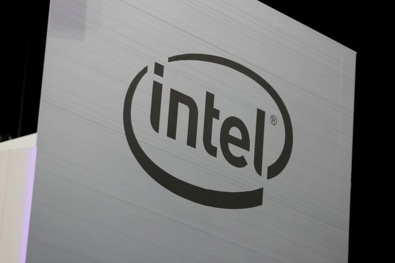 The Intel logo is shown at E3, the world’s largest