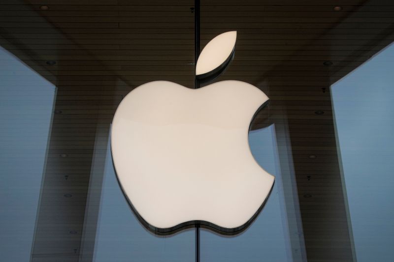 The Apple logo is seen at an Apple Store, as