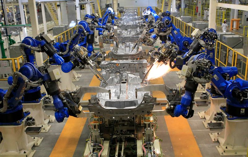 A production line is seen after the opening of Honda’s