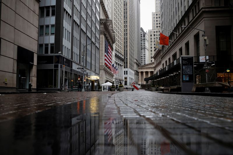 A view of a nearly deserted Broad street and and