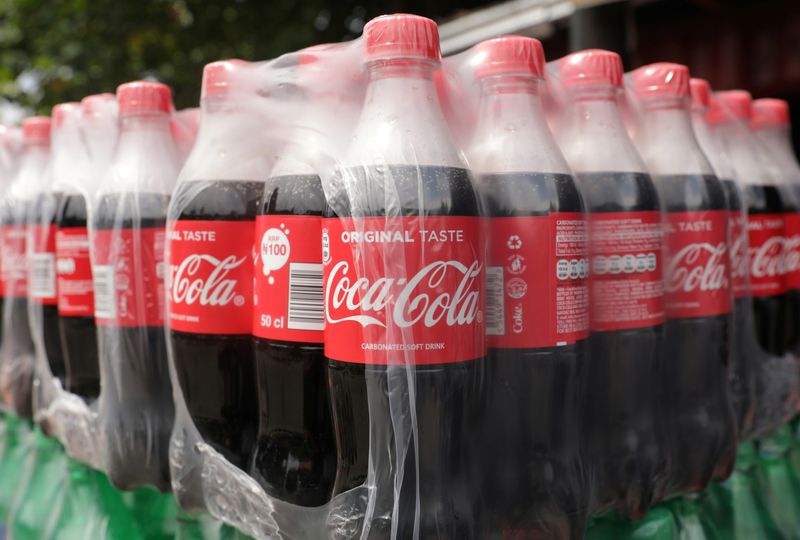 Coca-Cola bottles are pictured in Lagos
