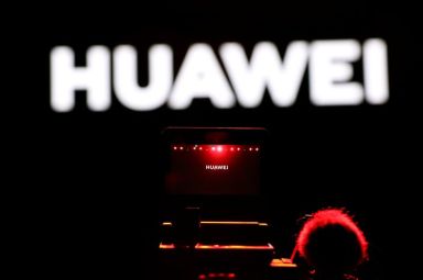 FILE PHOTO: Cameraman records during Huawei stream product launch event