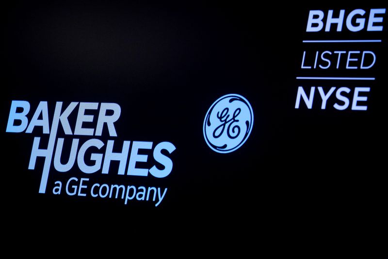 A screen displays the logo for Baker Hughes, a GE